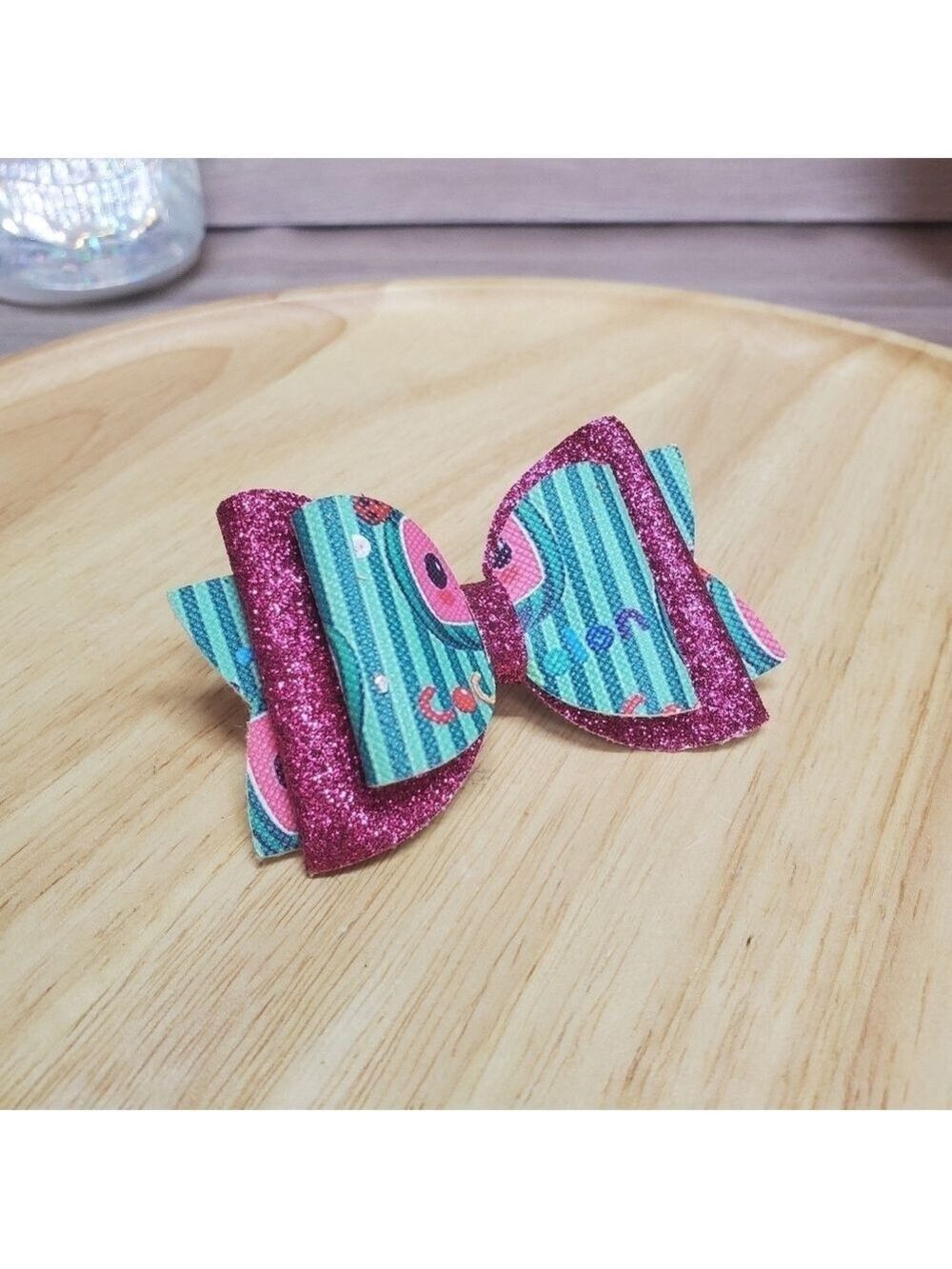 Cocomelon Kids Small Glitter Bow Straw Topper Accessory